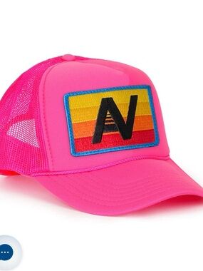 Aviator Nation Neon Pink Trucker Hat with Sunset Patch
